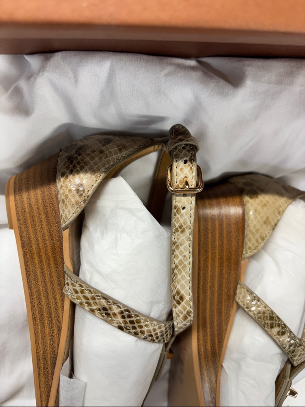 Coach Turnlock Leather Sandals Ingrid Nat embossed T strap Snake Print Gladiator - Picture 10 of 14